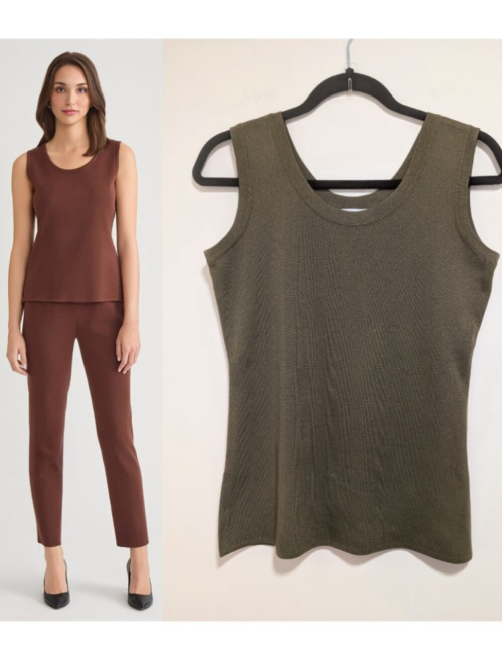 Misook | Knit Tank Top In Olive Green